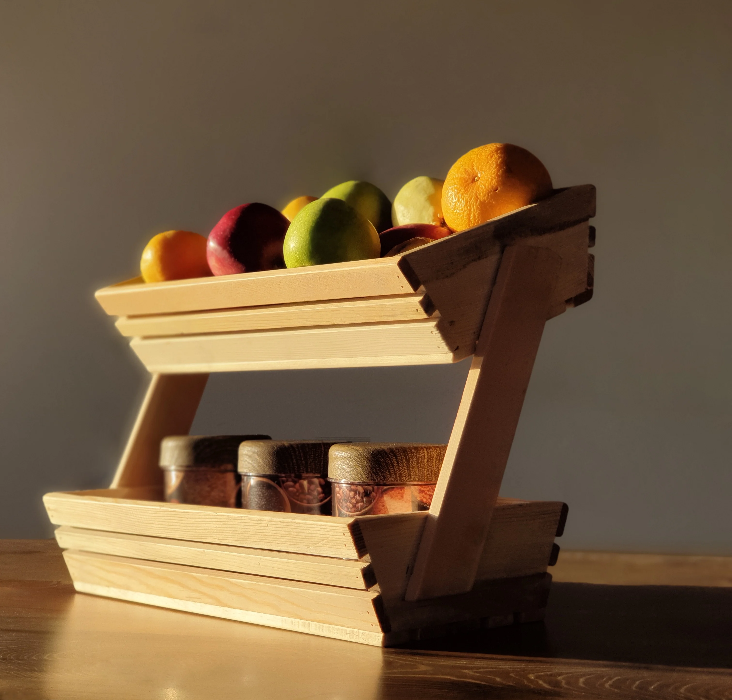 

Mount_Kay_SPORTS Kitchenware Holder Table Countertop Organizer Two-Level Wooden Shelf Suitable for Countertop Use, Natural Wood