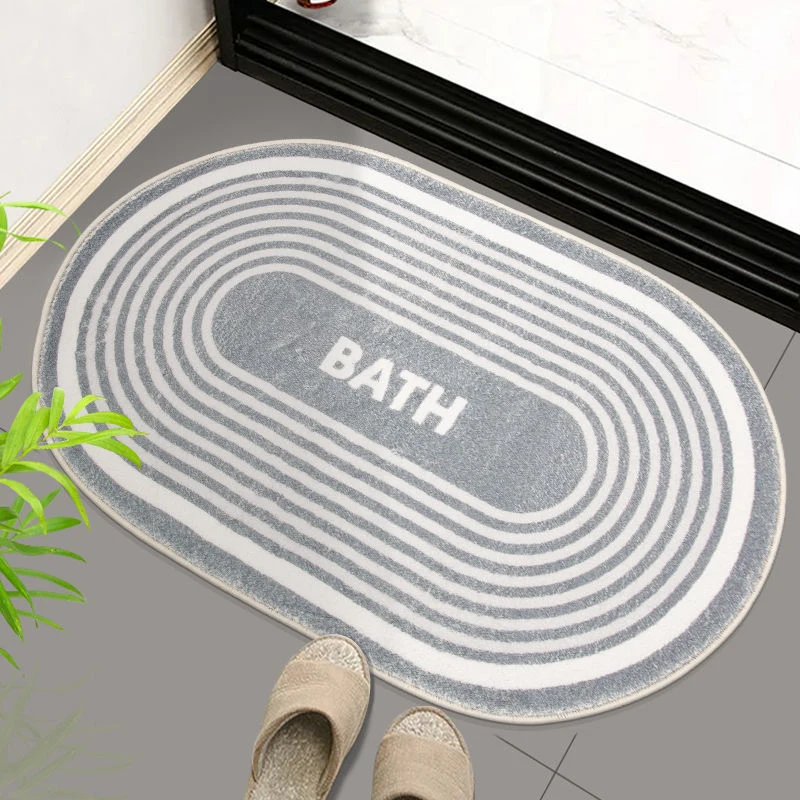 

iNS Oval Bathroom Door Entrance Mat Cartoon Bath Rug Bathroom Non-Slip Mat Entrance Door Absorbent Mat Door Cute Mat