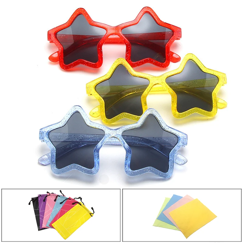 Красные детские солнцезащитные очки с пятиконечными звездами для девочек и