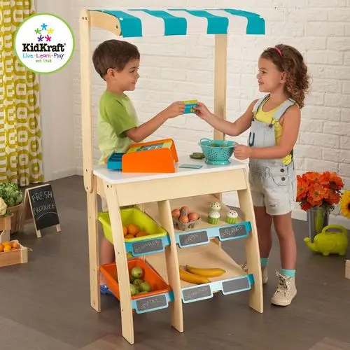 Groceries Toys KidKraft Wooden toy trade playground \&quotGrocery\&quot cash register for children toys kids game children's shopping store |