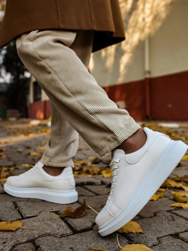 Knack Yüksek Taban Günlük Ayakkabı 044 Beyaz Şık Tasarım Men's Shoes Sports New Model Casual Stylish