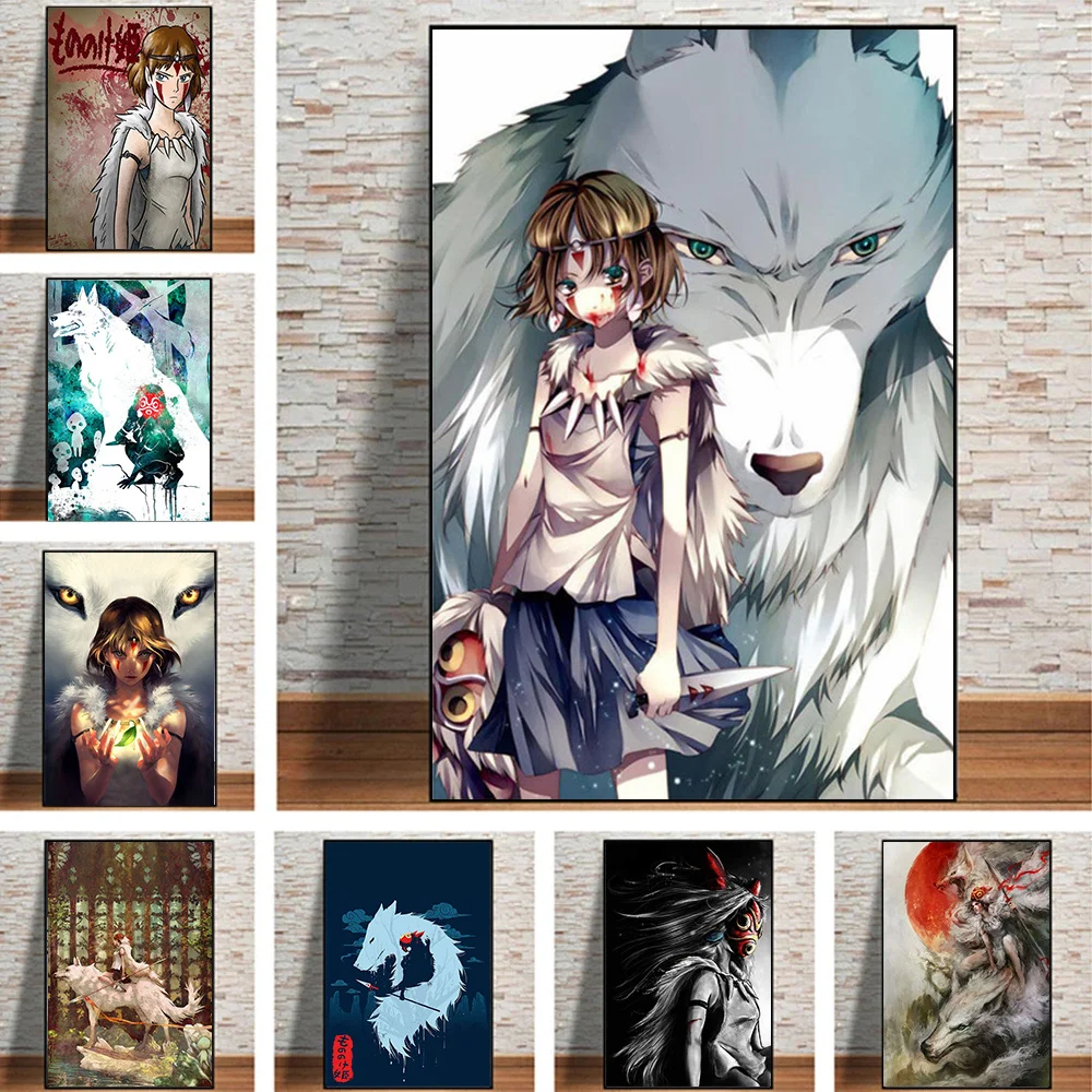 

Japanese Anime Princess Mononoke Painting Poster Classic Hayao Miyazaki movies Posters Prints Modern Wall Decor Anime Decor