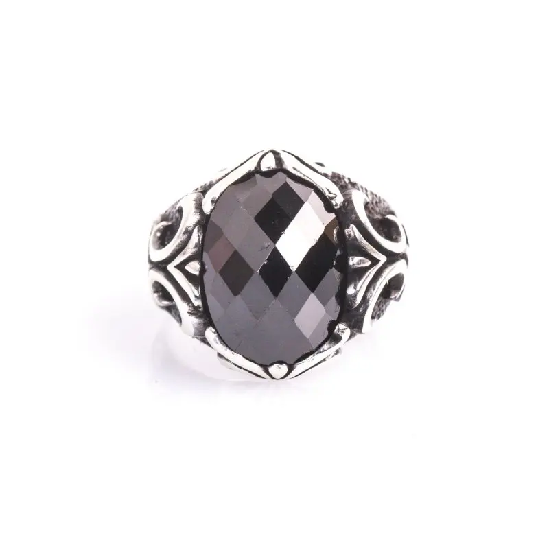

925 Sterling Black Zircon Stone Silver Ring Fashion Turkish Premium Quality Handmade Jawelery