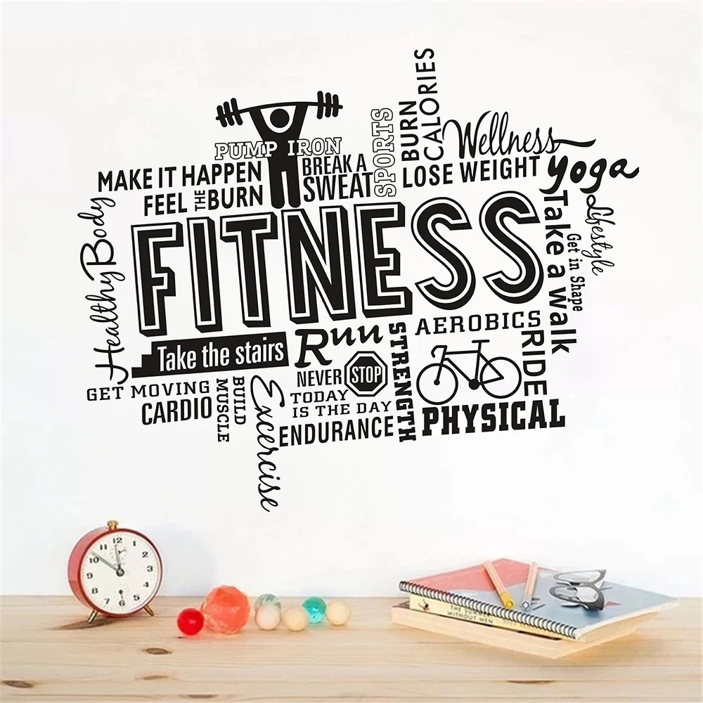 

Healthy Lifestyle Sport Wall Stickers Motivation Gym Fitness Decors Murals Repeatable Vinyl Livingroom Decals HJ0825