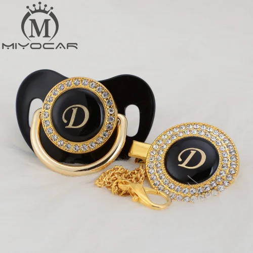 MIYOCAR уникальный дизайн имя инициалы буквенные D прекрасный bling соска и пустышка Клип Набор BPA бесплатно пустышка bling уникальный дизайн LD - Цвет: LD-4  6-18M