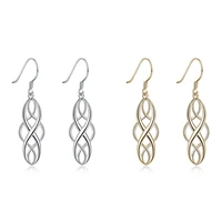 electroplated simple twist geometric design earhook sterling silver earrings