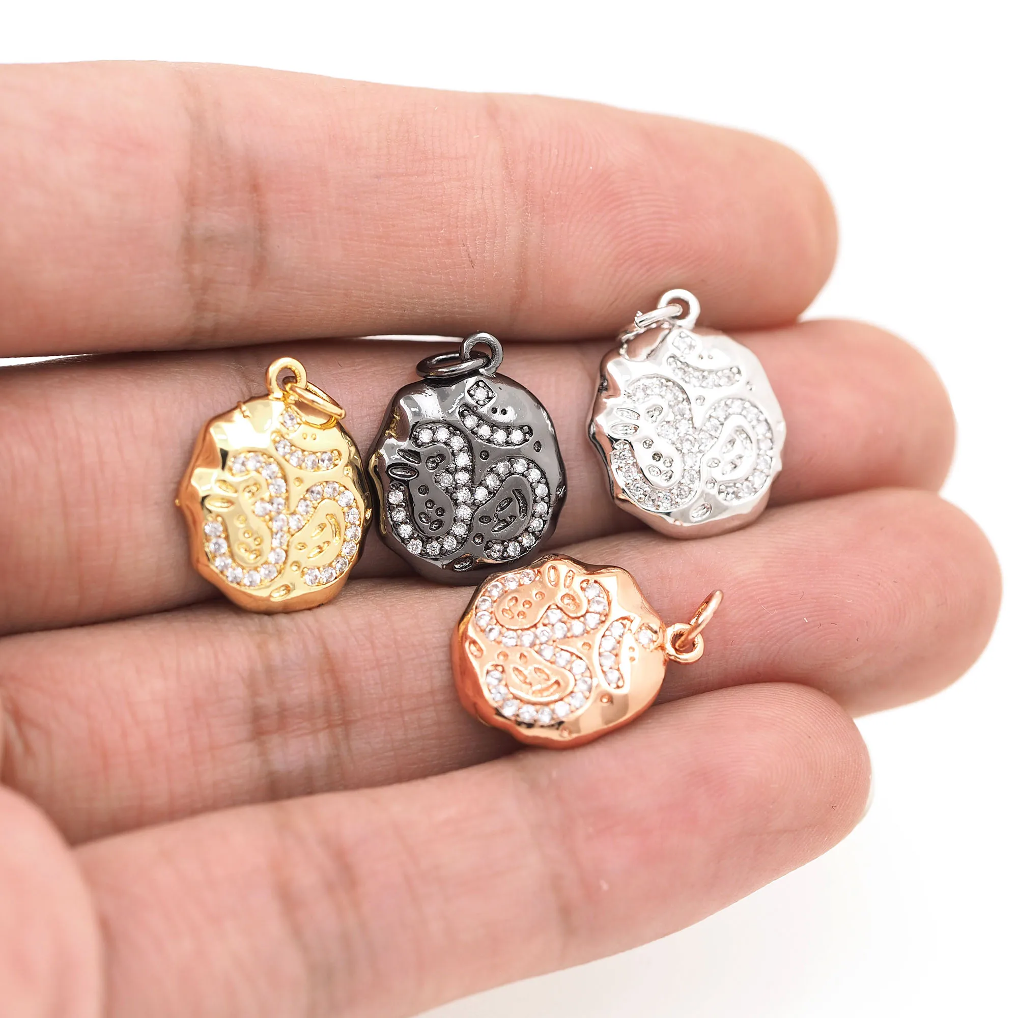 Круглый индийский кулон для йоги в стиле хип-хоп с микрозакрепкой Золотое