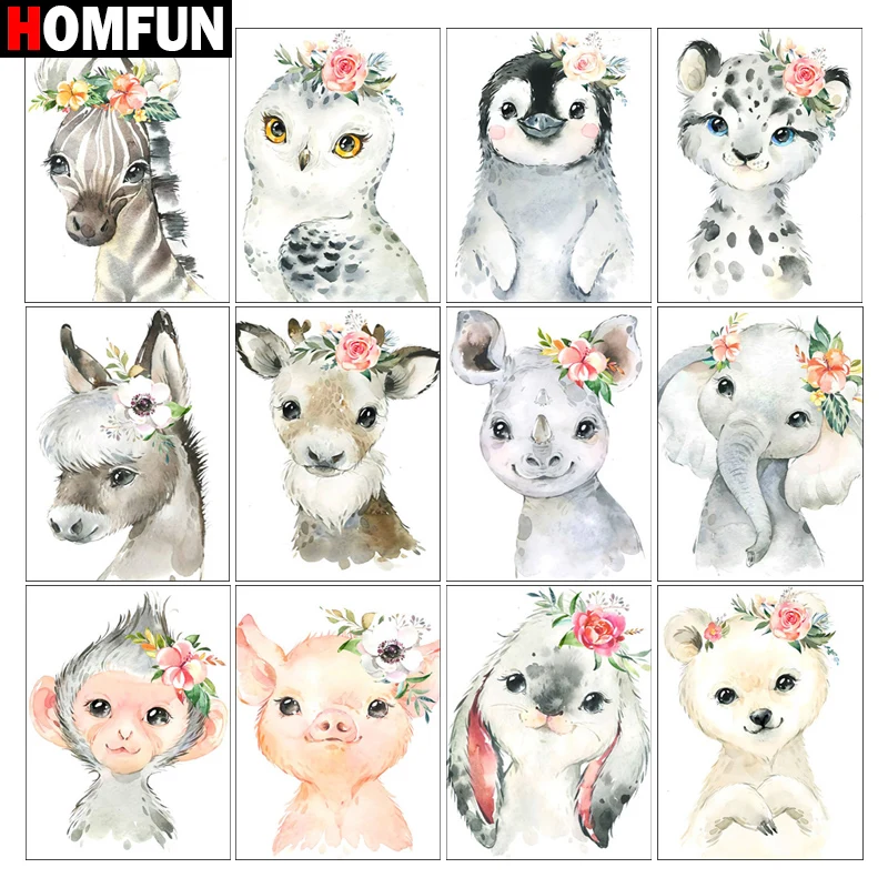 

Алмазная картина HOMFUN «сделай сам», животное, лошадь, сова, обезьяна, полная выкладка, квадратная, круглая вышивка крестиком 5D, украшение для ...