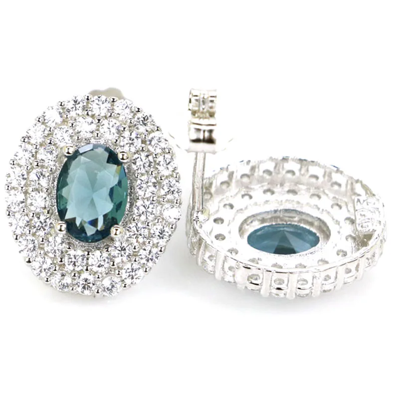 Роскошные серьги-гвоздики Jazaz 3 г розовый морганит Лондонский голубой топаз