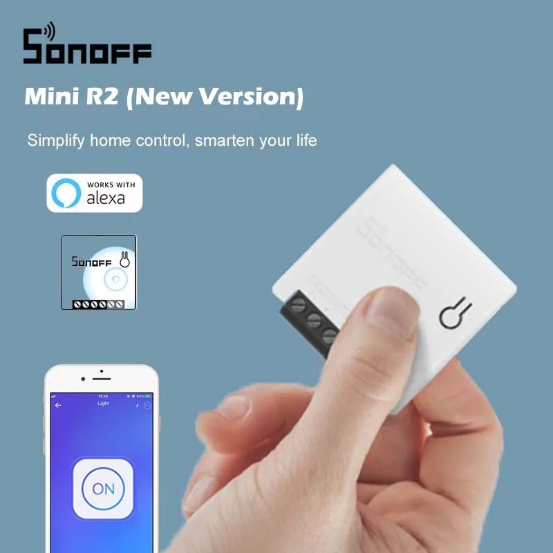 

SONOFF MINIR2 Wifi DIY Mini Switch Two Way Wiring Smart Home Automation Modules Compatible with eWelink Alexa Google Home