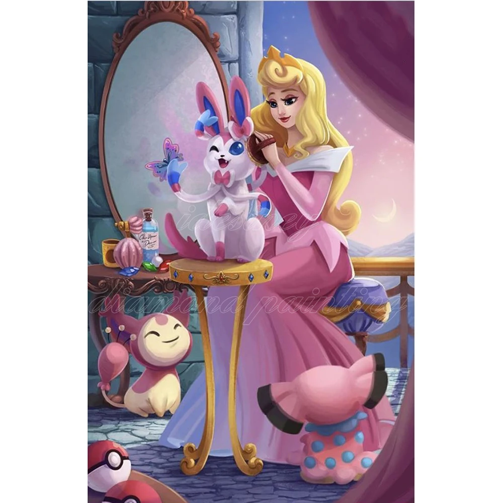 

Disney 5D Diamond Painting Cartoon Eevee Princess Pokemon Hobby Art DIY Full Drill Mosaic Embroidery Home Decor Handmade Gift