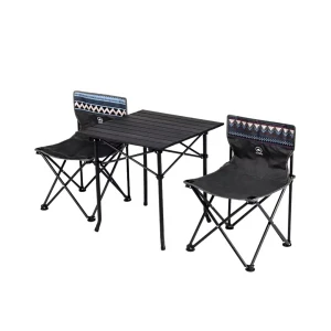 Set обеденной furniture folding square table and 2 Chairs Xiaomi gocamp chair set Black (obs1005) |