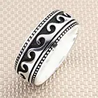 Мужские серебряные кольца Sea Wave, обручальное кольцо, обручальное мужское серебряное кольцо-Спиннер, Сделано в Турции, однотонное искусственное серебро