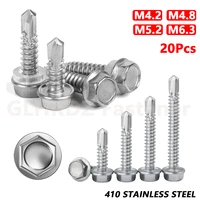 20pcs m4 2 m4 8 m5 2 m6 3 external hex head with washer self drilling screws tek roofing screws 13mm 125mm 410 stainless steel