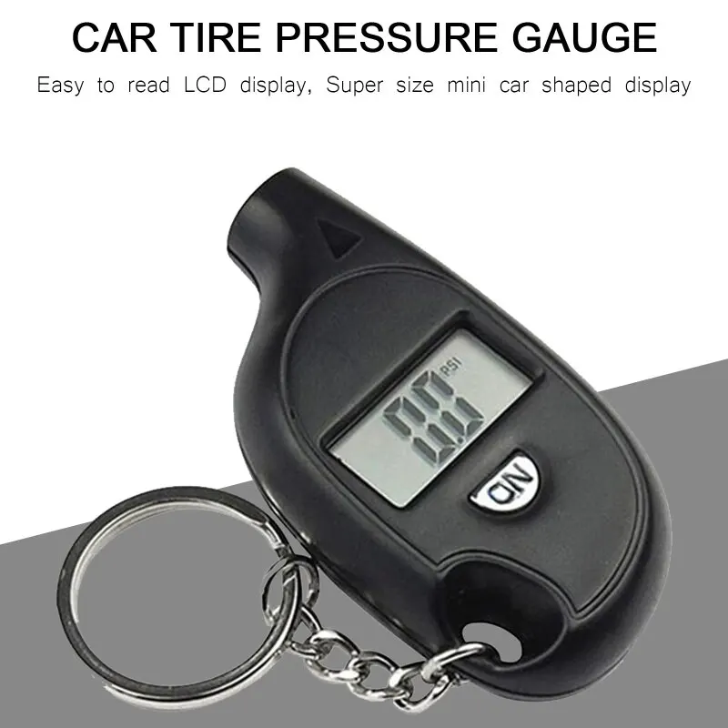 Mini Keychain Tire Pressure Gauge Digital LCD Display Car Tester Tool Safety Alarm | Автомобили и мотоциклы