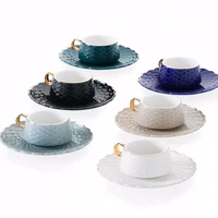 12 pcs blue coffee cups tea set and sauce turkish coffee cup english style afternoon tea set gift for her present for girlfriend