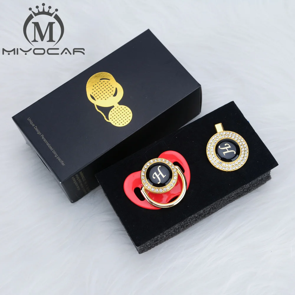 MIYOCAR инициалы буквенные H красивые блестящие соски и пустышки клип набор уникальный BPA бесплатно пустышка bling уникальный дизайн LH