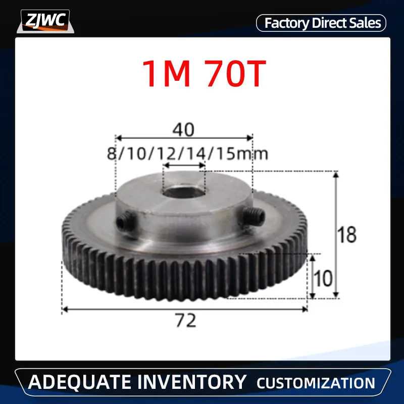 1 шт., моторная Шестерня 1M70T 8 мм 10 мм 12 мм 14 мм 15 мм