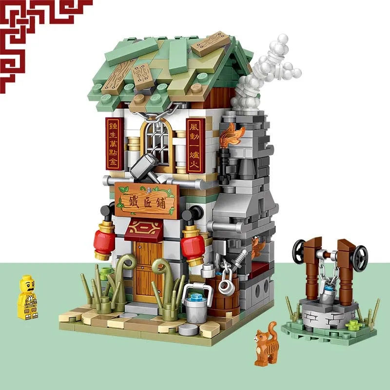

LOZ Assembled Building Blocks Mini Street View Toys Puzzle DIY Hand Assembled Building Model China Street View Bistro Kids Toys