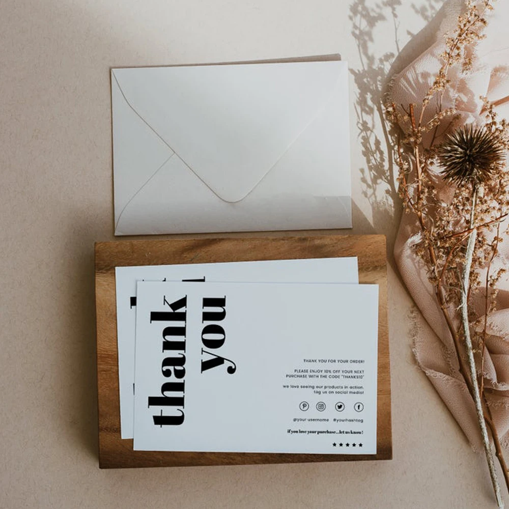 Карточки с благодарностью для маленького бизнеса 200 шт. | Канцтовары офиса и дома