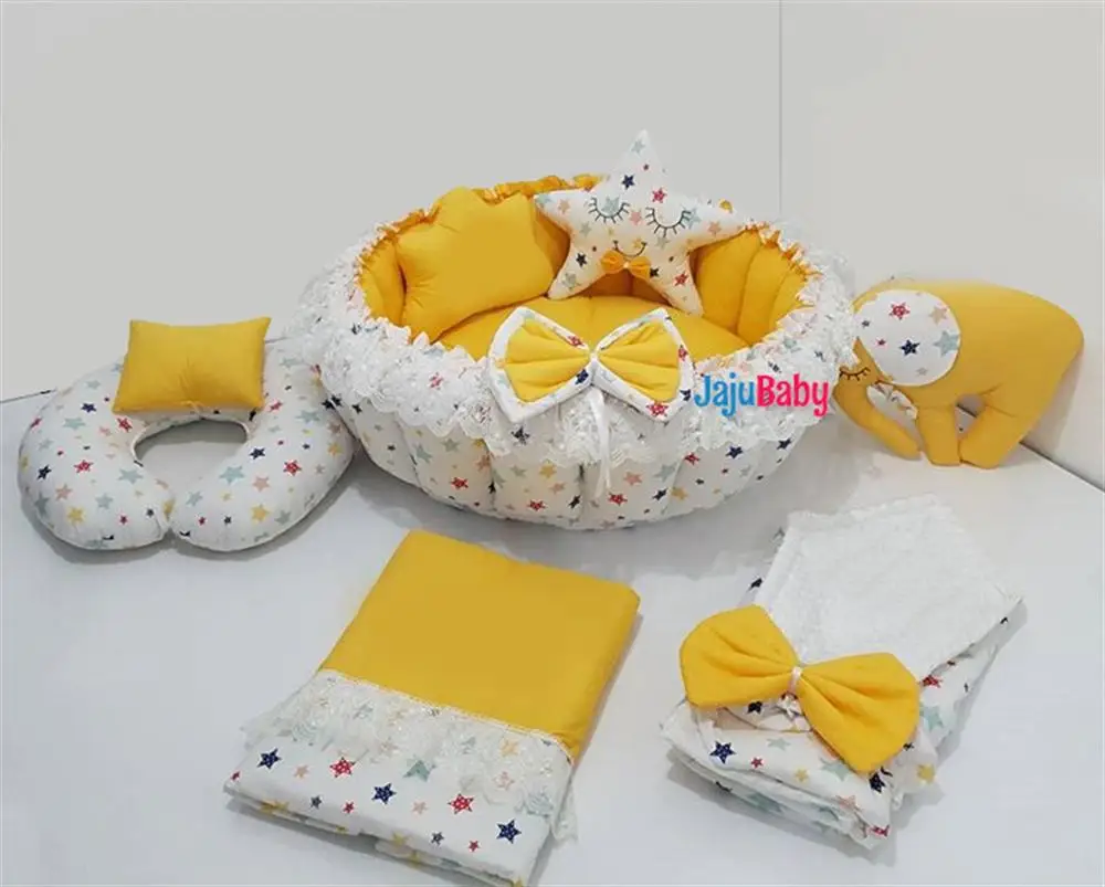 Jaju Baby Mixed Starry Yellow Design Play Mat 7 Piece Babynest Set