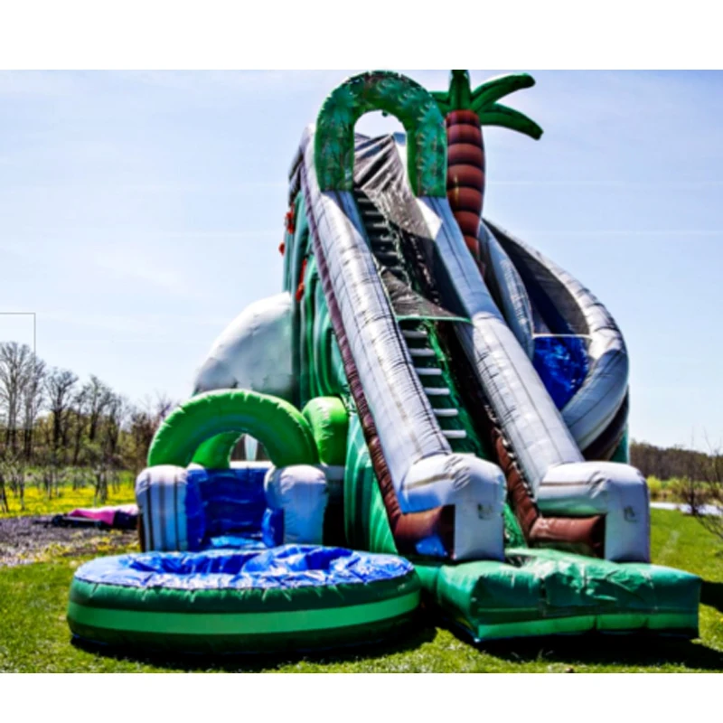 

Giant Inflatable Slide With Pool Jungle Theme Inflatable Water Slide Commercial PVC Mesh Cloth Bounce House Castle