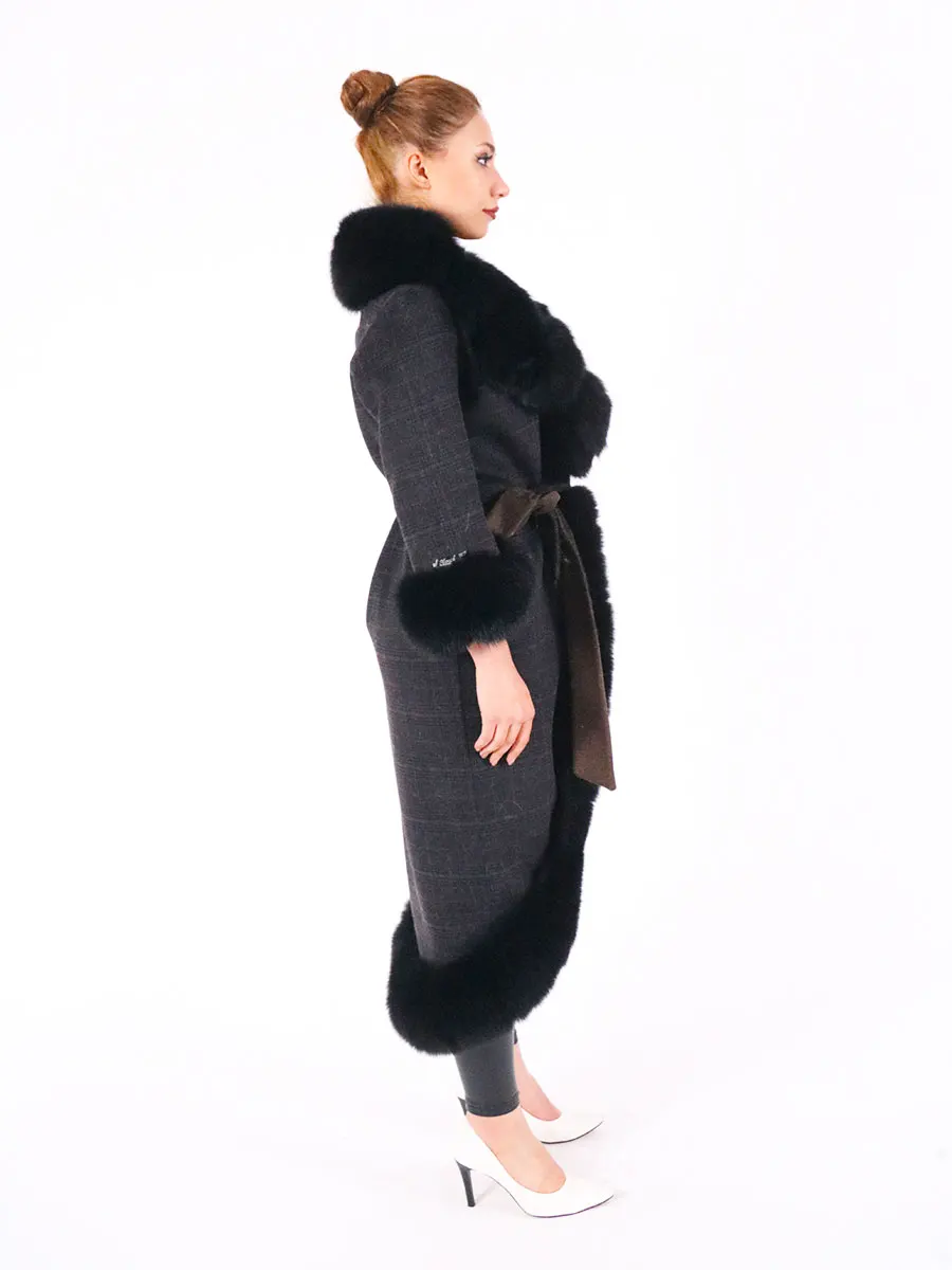 2021 Brand famous Real Alpaca wool Coat With real Fox Fur Hoodie real fur Coat Turkish