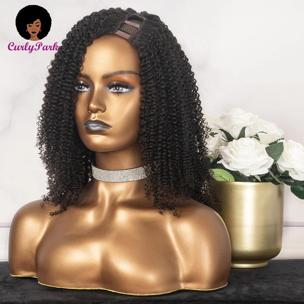 Натуральные дешевые волосы парик афро кудрявые бразильские с левой частью