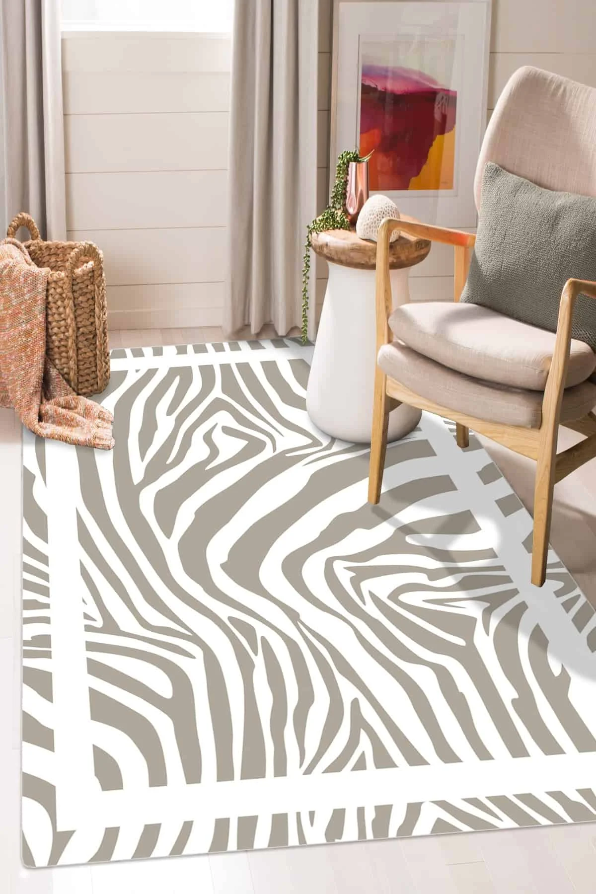 

Rug Carpet Living Room Turkish Workmanship Zebra Retro White Design Micropolyester Home Textiles Non-Slip Sole Area Carpet