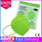Маска для лица FFP2 ffcarillas Negras, 5 слоев, многоразовая, одобрена KN95, FPP2, защитная маска с зеленым фильтром CE, 1-100 шт.
