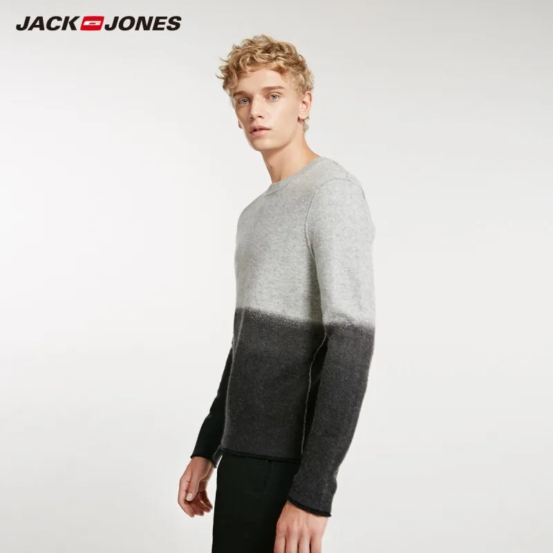 JackJones мужской зимний тренд из чистой шерсти контрастный Повседневный свитер