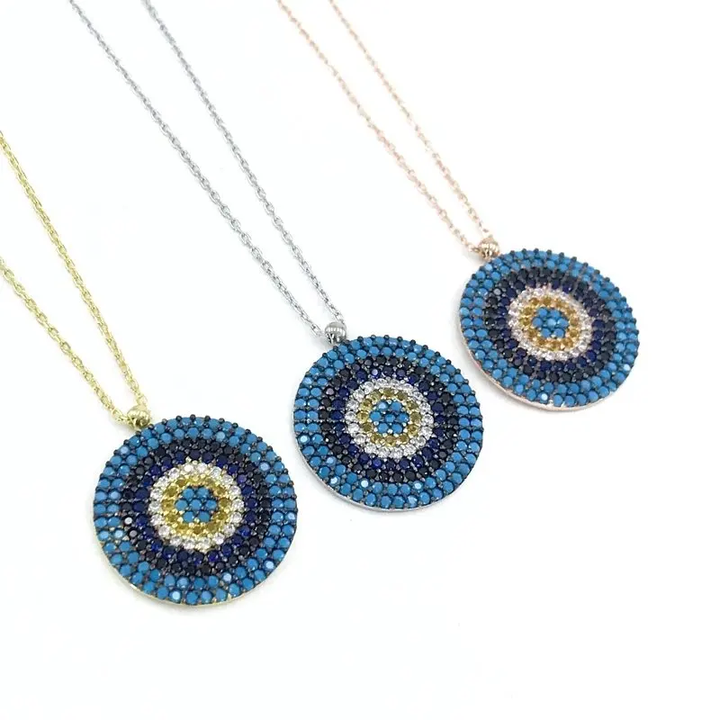 Высокое качество микро мастерство сглаза серебряное ожерелье|Подвески| |