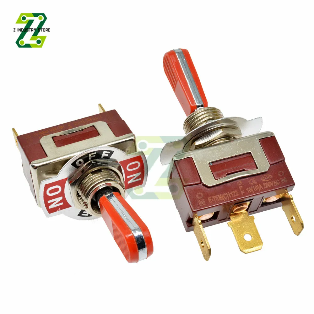 

E-TEN(C)1122 Precision Toggle Switch 3 Pin ON-OFF-ON Switch Silver Contactor 50000 Times Lifespan 250V 16A Red Handle