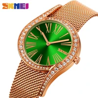 skmei elegant diamond dress ladies wristwatches top brand female watch luxury full steel women quartz watch reloj de mujer 9252