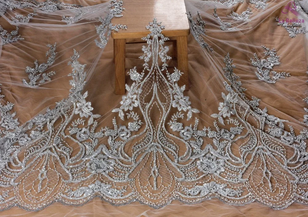 La Belleza, новинка, свадебное платье, кружевная ткань, дизайн, кружево, Серебряное золото, расшитое бисером, кружевная ткань, Кристальное кружево, 1 ярд