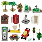 Городской MOC серии строительные блоки игрушки для детей Туалет Телефон Creactor мальчик ATM банк цветы кровать города Дети Развивающие игрушки