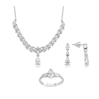 valori jewels 9 31 carat zirconia white pear and marquise gemstone rhodium plated sterling silver trio set