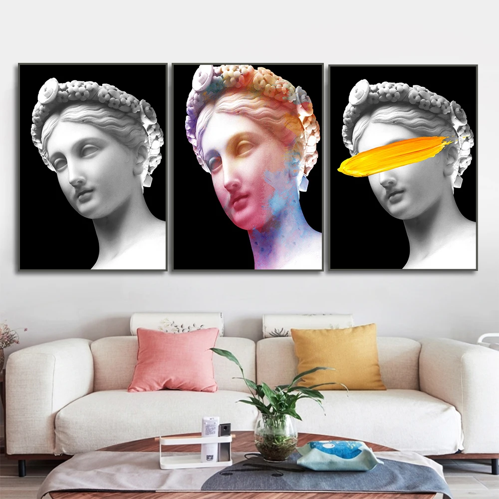 

Black White Vaporwave Sculpture Canvas Painting Posters Ancient Greece Goddess Wall Art Print Modern Home Decoration Pictures