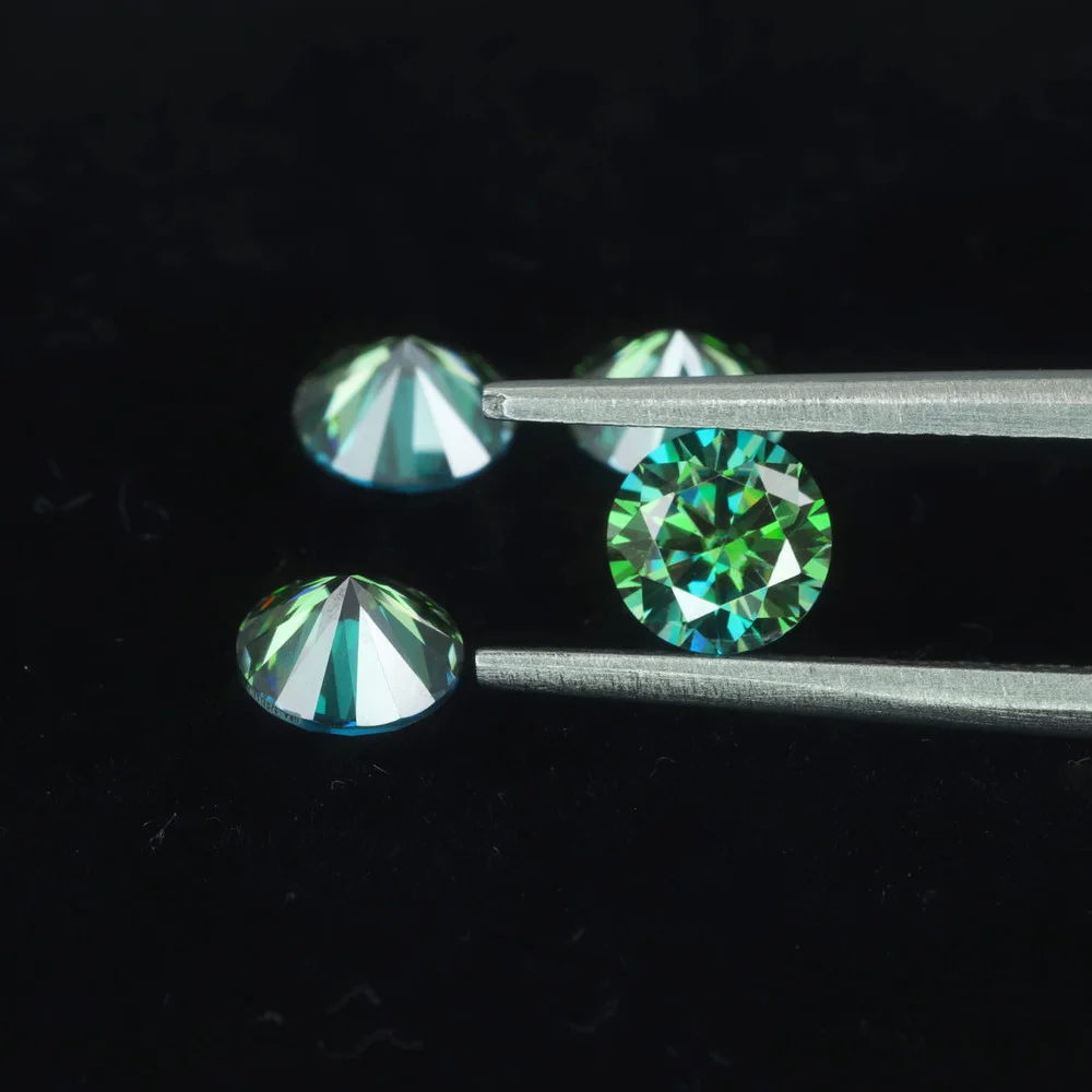 Зеленый Муассанит цвет 1 0 карата Круглые бриллианты в форме огранки драгоценные