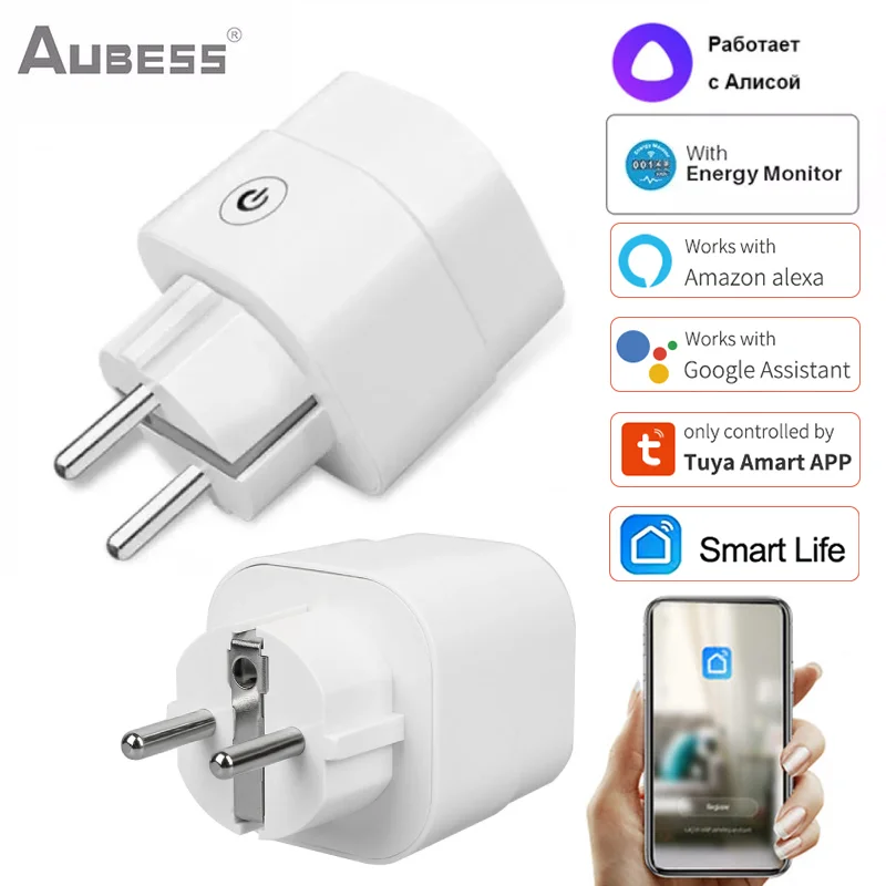 

16A / 20A Tuya Smart Socket 3500W/ 4400W Power Monitor Plug Voice Via Alexa Google Home Yandex Alice 90 Days Free Replacement