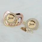 Индивидуальная блестящая металлическая соска MIYOCAR с любым именем, набор зажимов для соски, без бисфенола А, идеальный подарок для будущей мамы