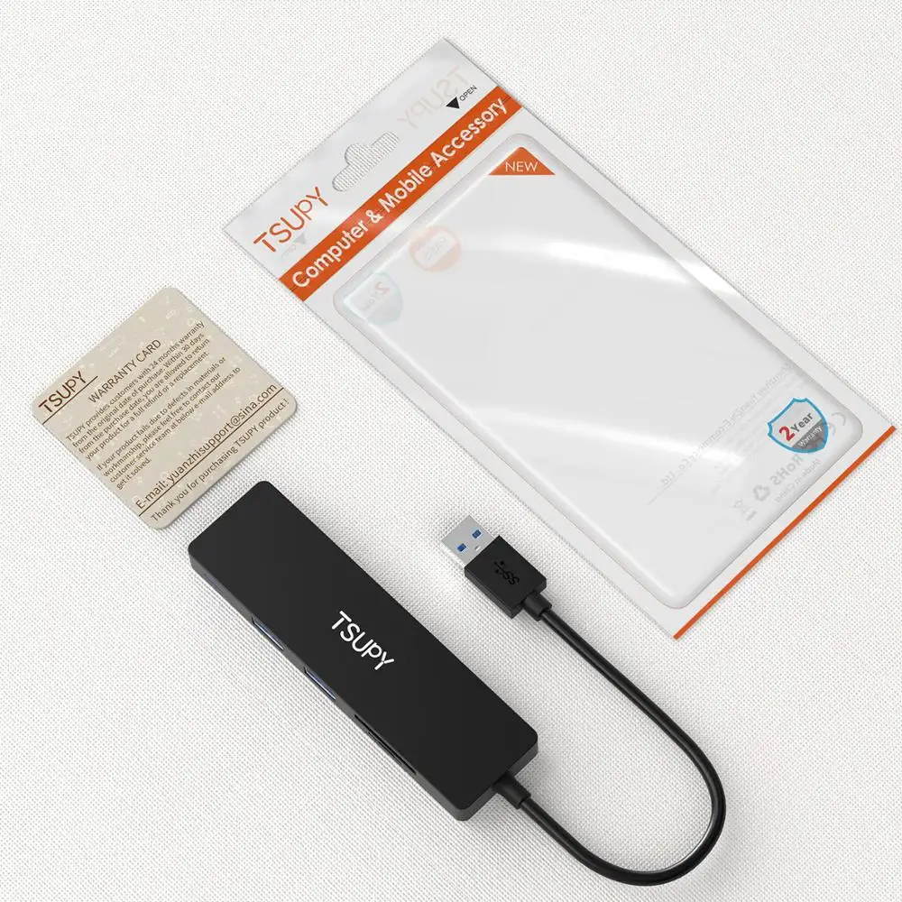 TSUPY тонкий размер usb-хаб USB 3,0-SD TF кард-ридер+ 3 USB 3,0 хаб для hp lenovo ASUS Macbook Air ПК ноутбук 1,2 м длинный кабель