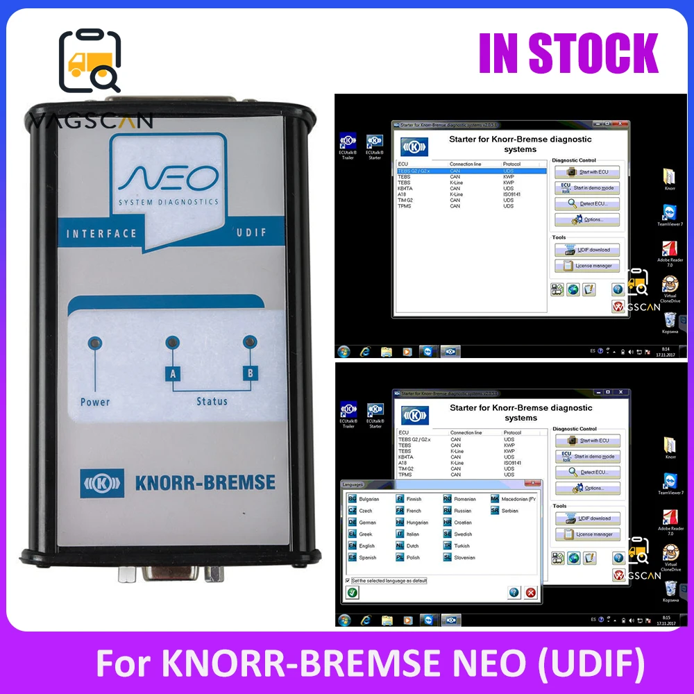 V5.0 тормоз прицепа грузовик диагностический сканер для KNORR BREMSE Кнорр NEO UDIF