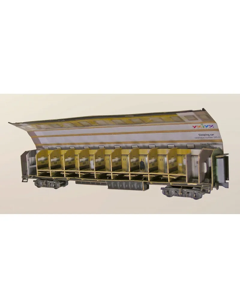 Спальный вагон (зеленый) Сборная модель из картона масштаб 1/87 H0 пазл 3D puzzle