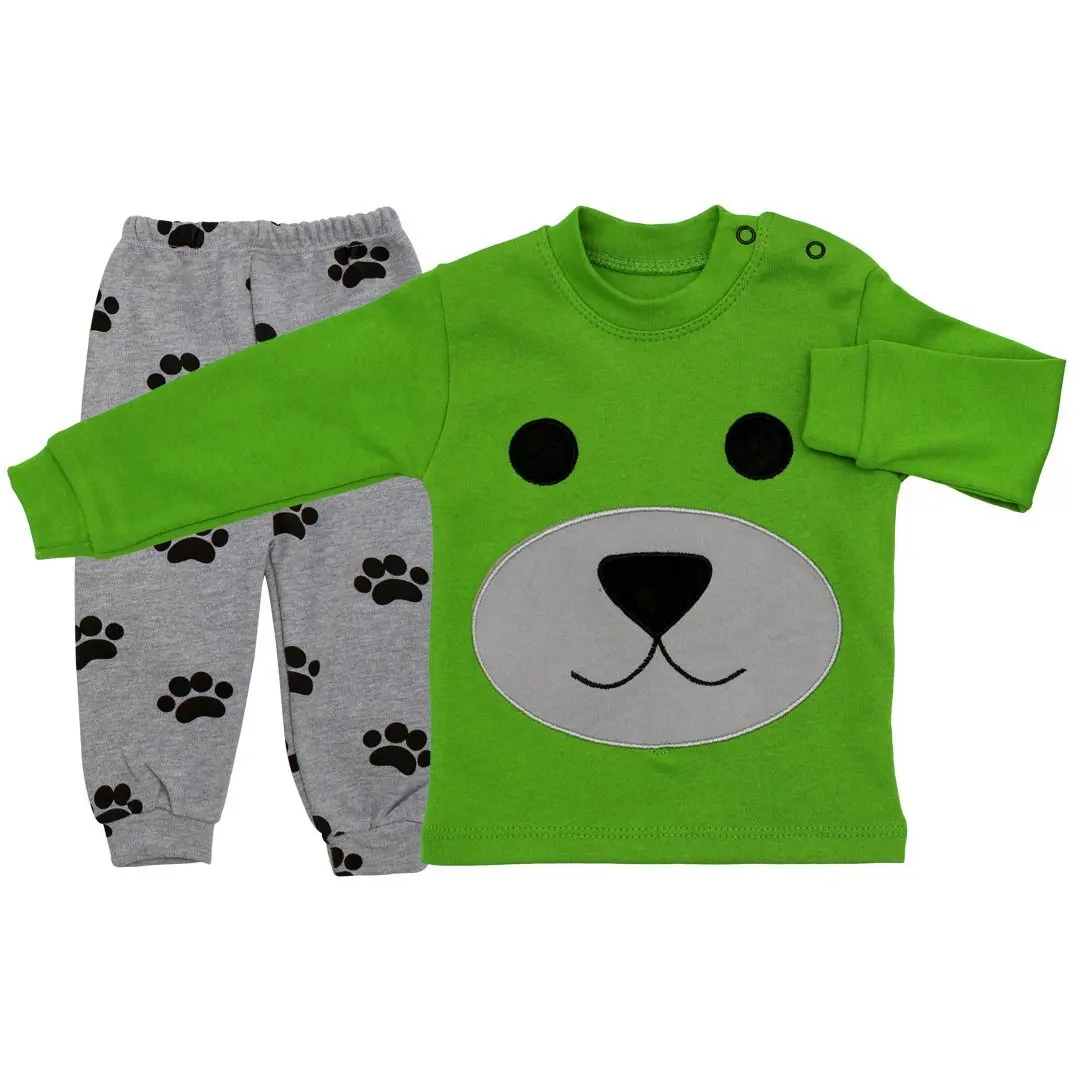 Зеленый Детский костюм с вышивкой собаки 2 li |