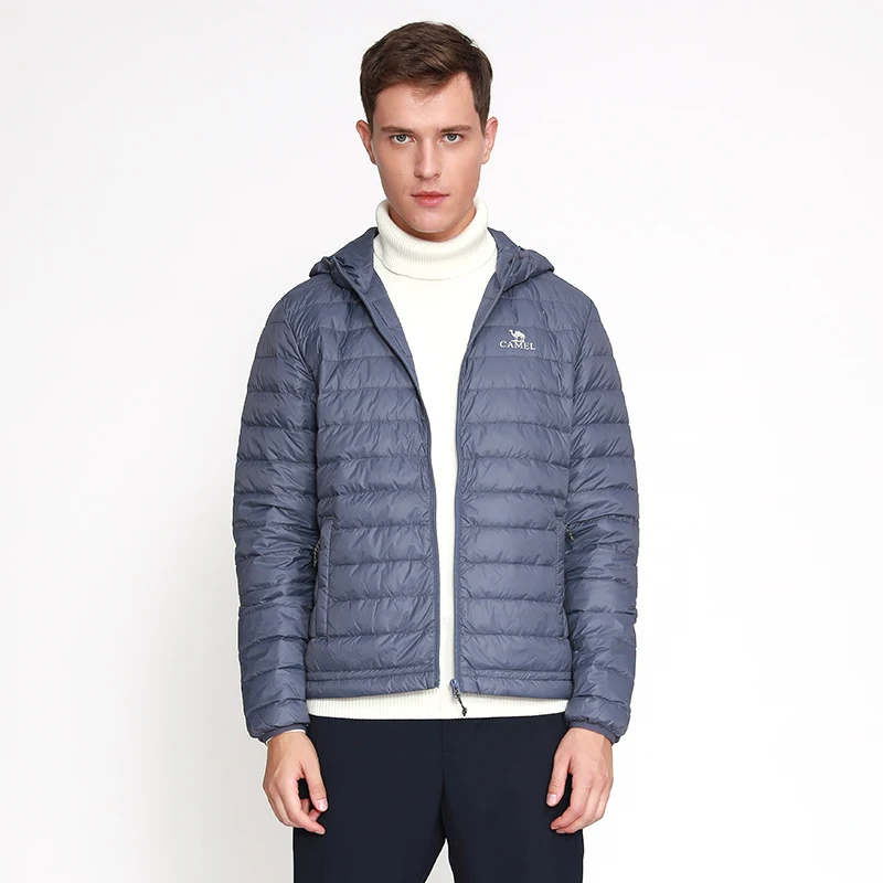 Короткая куртка на утином пуху белого цвета, пальто с гусиным пухом Northface с капюшоном для женщин и мужчин, ультра-светильник, теплая парка больших размеров - Цвет: Gray Male