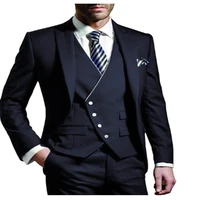 2022 new men suits notched lable navy groomsuit blazer one button formal business suits tuxedo 3 pieces blazervestpant