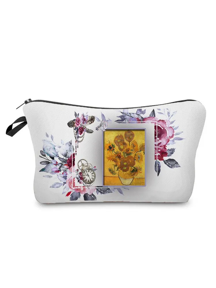 

Sunflower Image Floral Print Cosmetic Bags Pretty Fashion Organizer Hot Sale Fashion Small Toiletry Bag High Quality Storage Bag