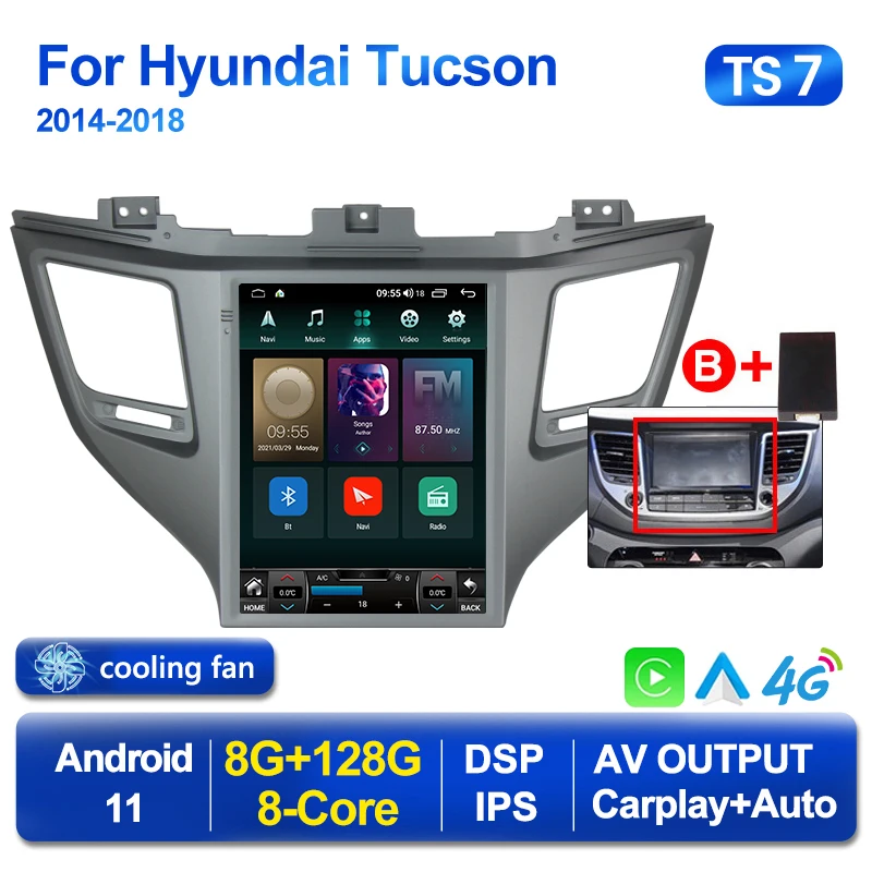 Автомагнитола 8G + 128G 2 din DSP Android для Hyundai IX35 Tucson 3 2015 -2016 2017 2018 Carplay Автомобильный