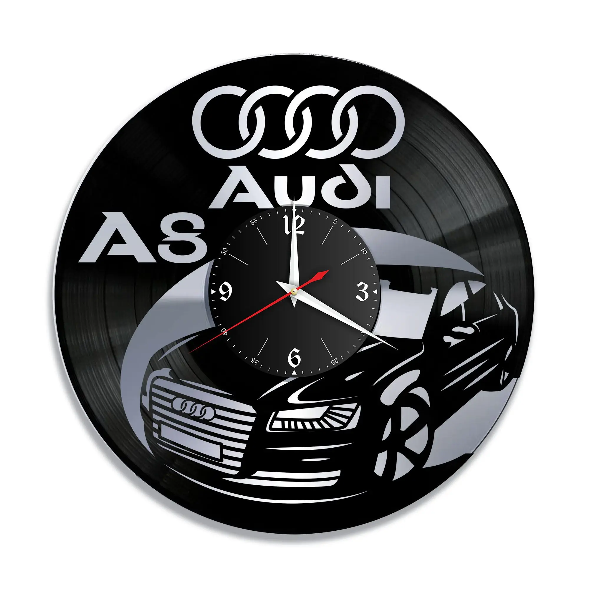 Часы настенные &quotAudi A8 серебро&quot из винила №6 | Дом и сад